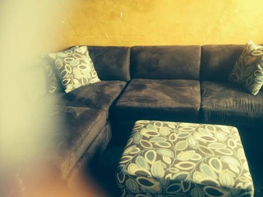 LAST ONE!!! CHOCOLATE SECTIONAL WITH FLORAL OTTOMAN, SHOWROOM PIECE ON FINAL CLEARANCE FOR $399