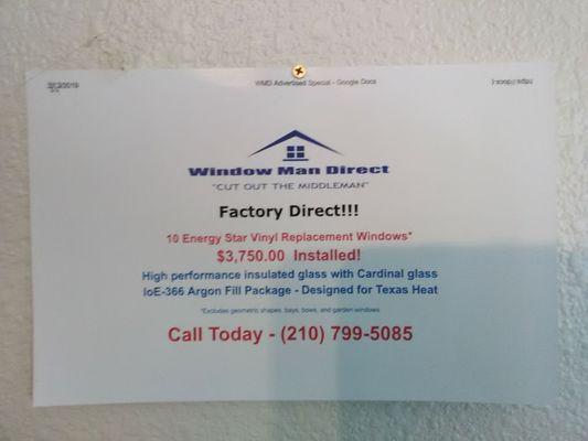 Window Man direct means factory Direct to you