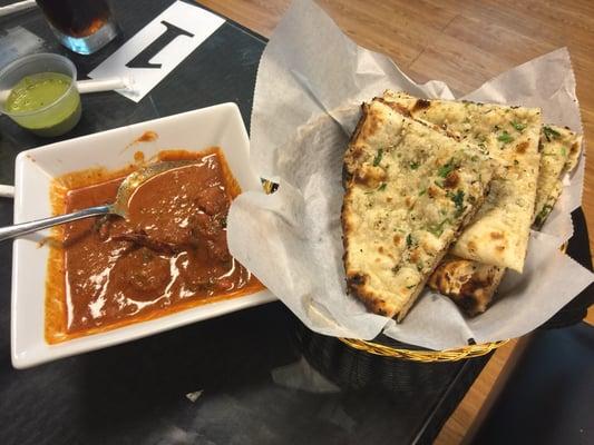 Andrah chicken and garlic naan