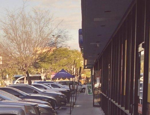 Facing bus station next to Walgreens