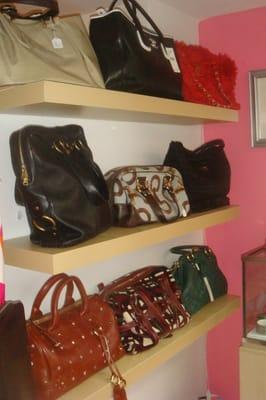 Some of our bags in our storefront window