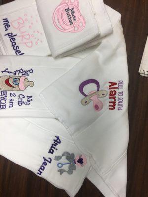 Embroidered burp cloths