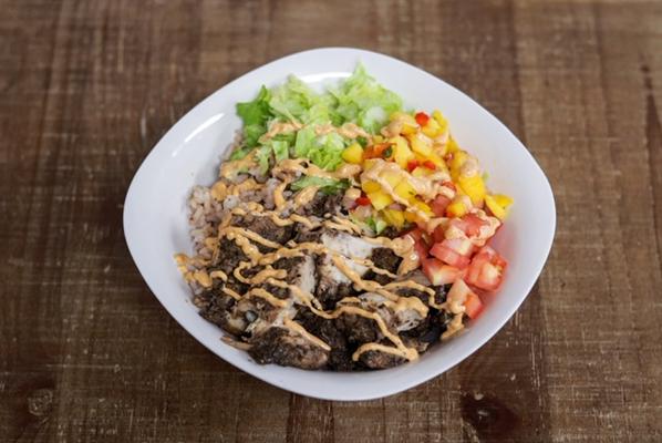 Our delicious Caribbean Jerk Bowl. Grab your bowl today!