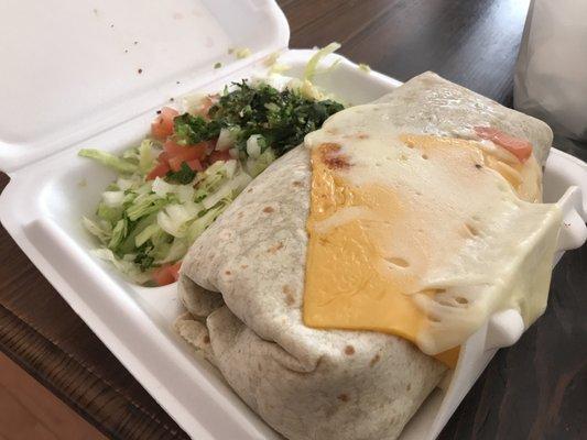 Carne asada burrito (with American cheese on top -.-)