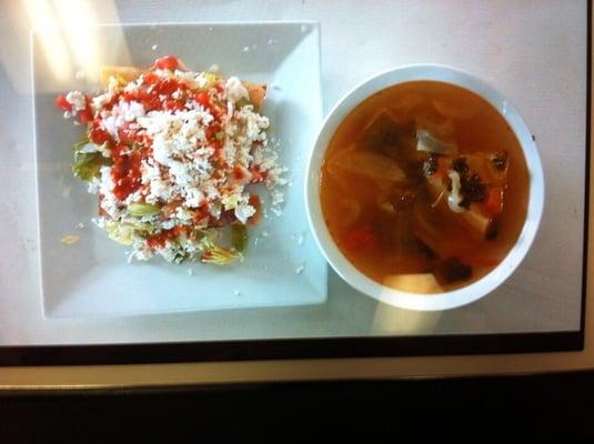 Chicken tacos with soup