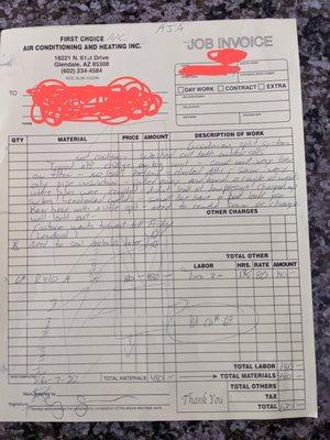 This is a quote for almost 1200.00 in work. How unprofessional.