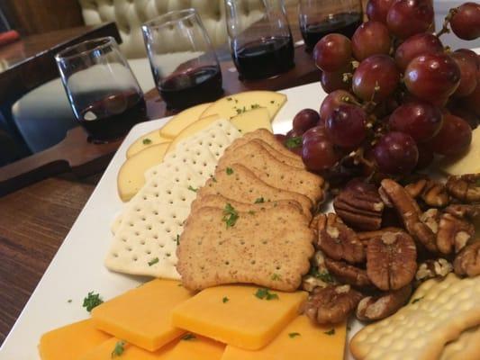 Fruit & Cheese plate and Red Wine flight