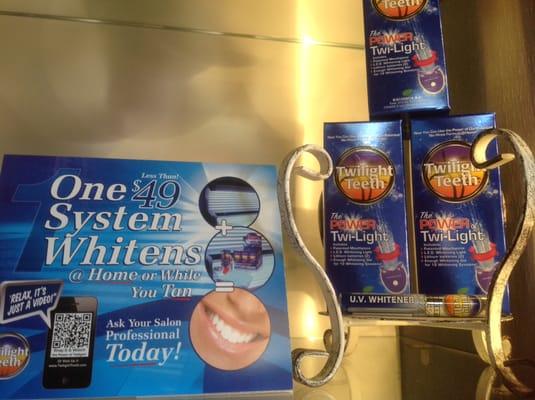 Brighten your smile! Multi-task by whitening your teeth while you tan! We got you covered in saving time & looking great!