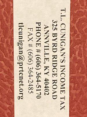 Cunigan's T L Income Tax & Bookkeeping Service