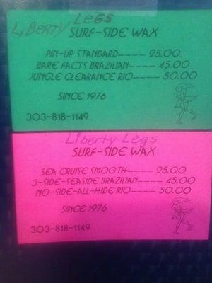 Merle Jaye's prices and funny description of services.