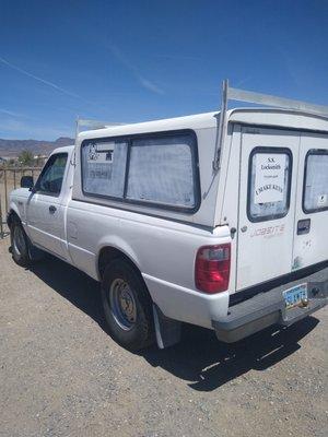 Mobile Service. Truck carries the Locksmith Shop and all tools with ready, 120VAC power.