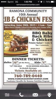 Presale tickets $15. Day of event/ at the door-$20 for ALL YOU CAN EAT!!!