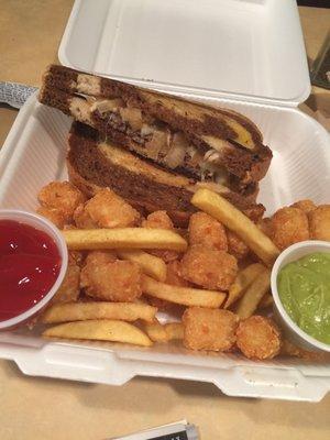 Patty Melt With Tater Tots. Pretty good for $9.