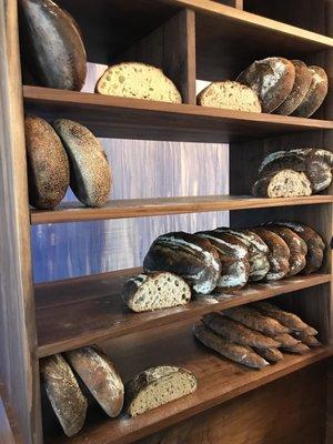 Great selection on 12/16/2017: Durum, Polenta Porridge, Walnut, Sesame, Country, Whole Wheat & Baguette loaves
