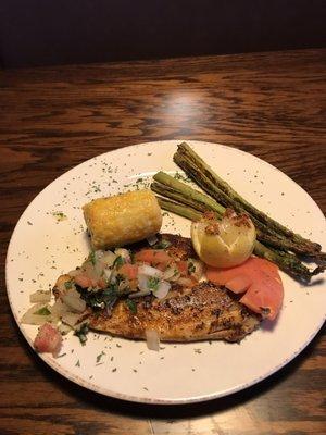 Delicious blackened tilapia with fresh, expertly cut pico.