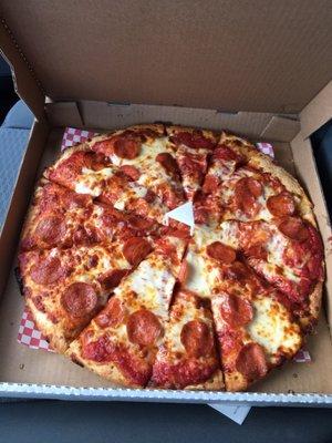 The pepperoni! A true way to gauge a pizza