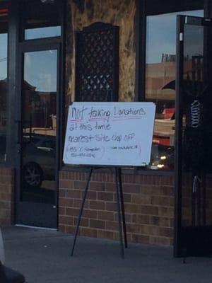 10/25/15 - NOT accepting drop offs