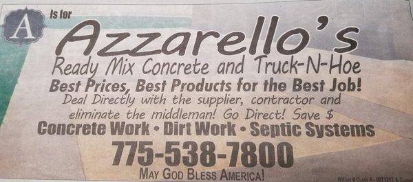 Azzarello's Raedy Mix Concrete