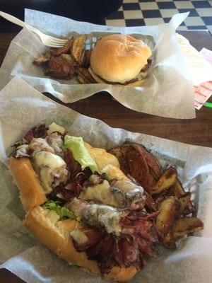 Pastrami & cheese, and roasted potatoes! Amazing!!