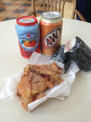 Fried Chicken, Sanpellegrino, Spicy Musubi, etc