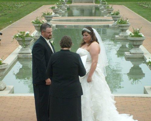 Terri and Charles said their vows in front of the fountain at the Lakeside Rose Gardens in Fort Wayne.