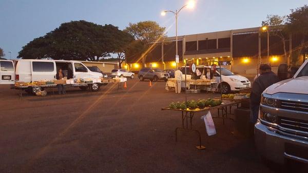 Early Friday morning in chilly Halawa. Lots of papaya and bananas and fresh kale this morning.
