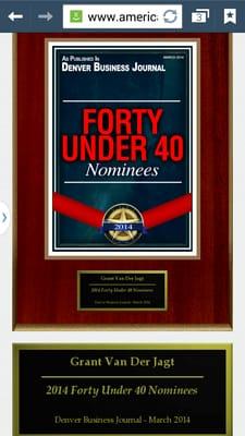 Owner recognized by the Denver Business Journal.