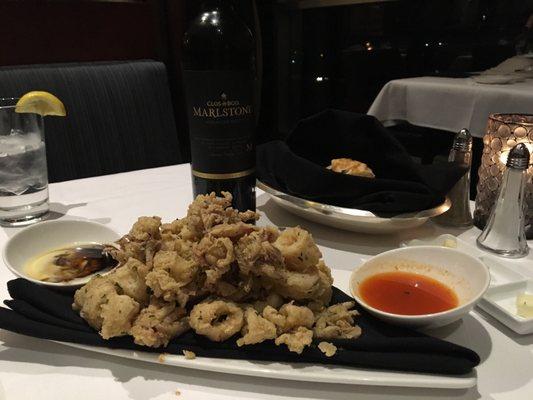 Calamari Appetizer paired with a Meritage Wine