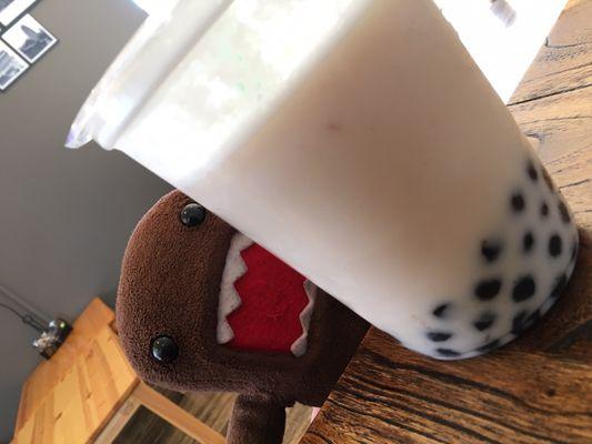 Enjoying my winter melon with boba!