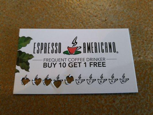 Frequent coffee drinker card