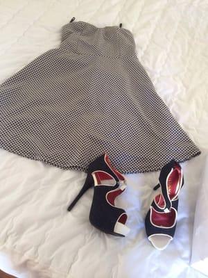 Cute comfy pin uppy style dress and shoes 30$