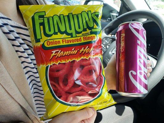 Nom nom. They ran out of the flaming hot fun fritos, so the fun yuns will do with the cherry coke :)