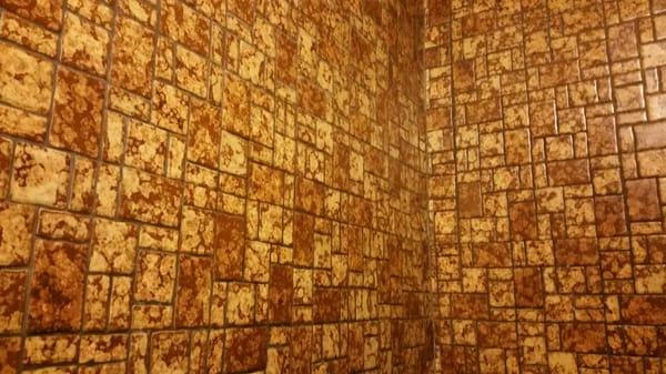 Bathroom stall tile. I kinda love this.