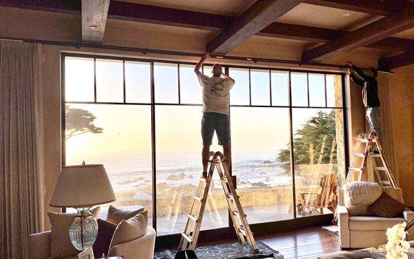 Installing a 30 ft wide motorized drapery & sheer