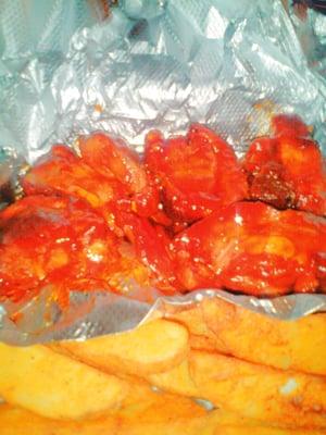 Rib Tips with potato wedges. YUM!