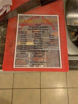 The menu of everything we have