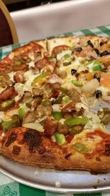 Pizza was good, greasy but hey, it's pizza the chicken garlic one is really good