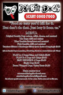 This is their current menu taken from the Facebook page.. Yum!