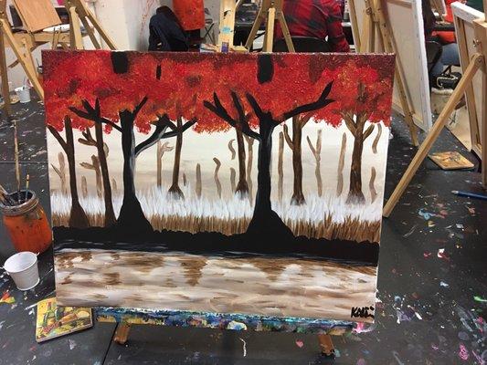 What a great place to paint, chat and have some wine. We had such a great time.