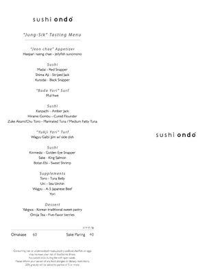 Soft open tasting "Jung sik" menu