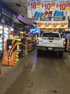The drive through portion of the store.