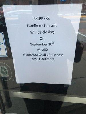 Closed for business! (Also, cute diner for sale in downtown Merrill)