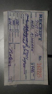 12 yr old unprofessional reciept