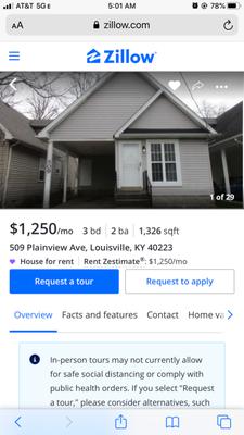 House is not 1326 sq ft, it's 900 sq ft. Very misleading and not worth $1250/mo