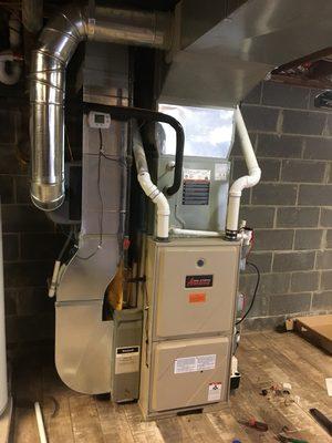 High efficiency propane furnace. Just check it out this duct work and how accurate is it done. We work accurate and no mess after.