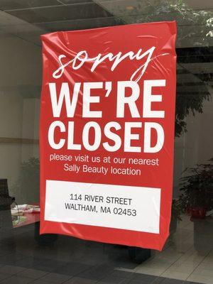 The Sally Beauty store that used to be in the Arsenal Mall at 550 Arsenal Street is CLOSED. Please update Yelp. THANKS!