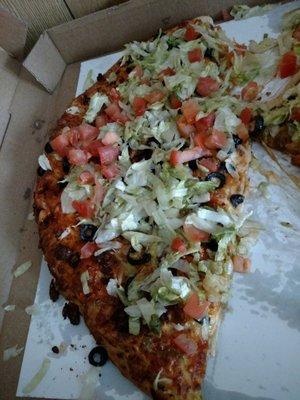 Taco pizza... also comes with salsa and sour cream