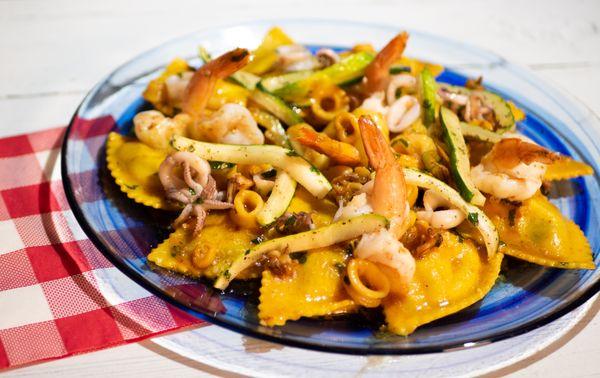 Seafood ravioli