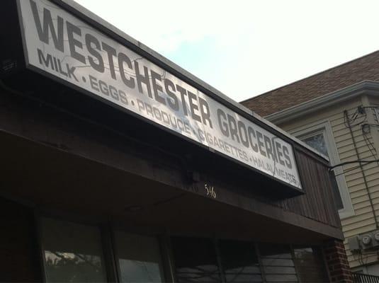 It says Khan's Indian Kitchen but the sign on the front is Westchester Groceries.