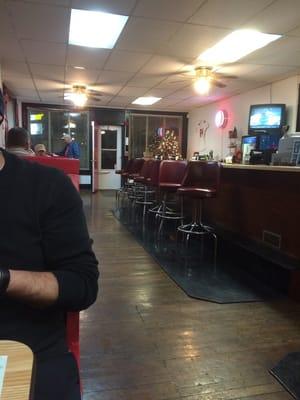 The inside of the restaurant.